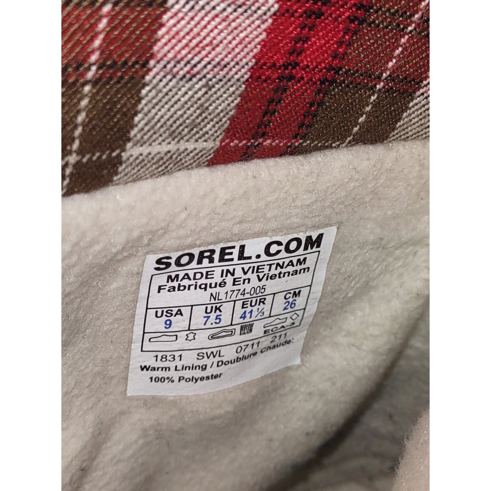 Sorel Tivioli 18 Brown Leather Plaid Waterproof Duck Boots NL1774-005 Womens 9 - Picture 7 of 8